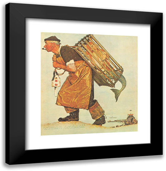 Mermaid (a Fair Catch) 17x18 Black Modern Wood Framed Art Print Poster by Rockwell, Norman