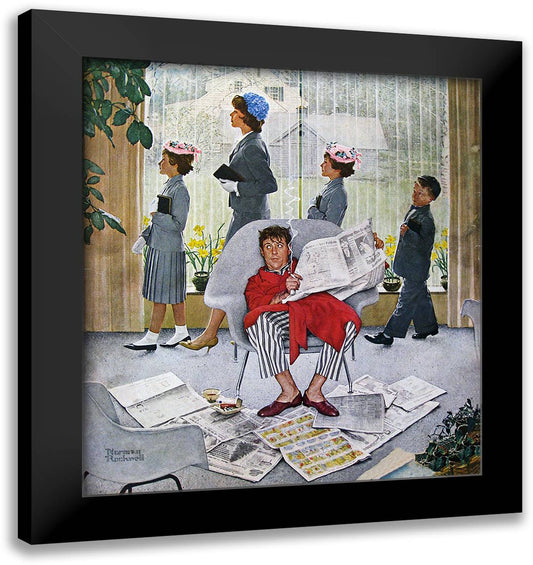 Sunday Morning 20x22 Black Modern Wood Framed Art Print Poster by Rockwell, Norman