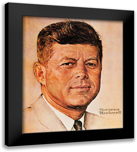 John F. Kennedy 24x28 Black Modern Wood Framed Art Print Poster by Rockwell, Norman