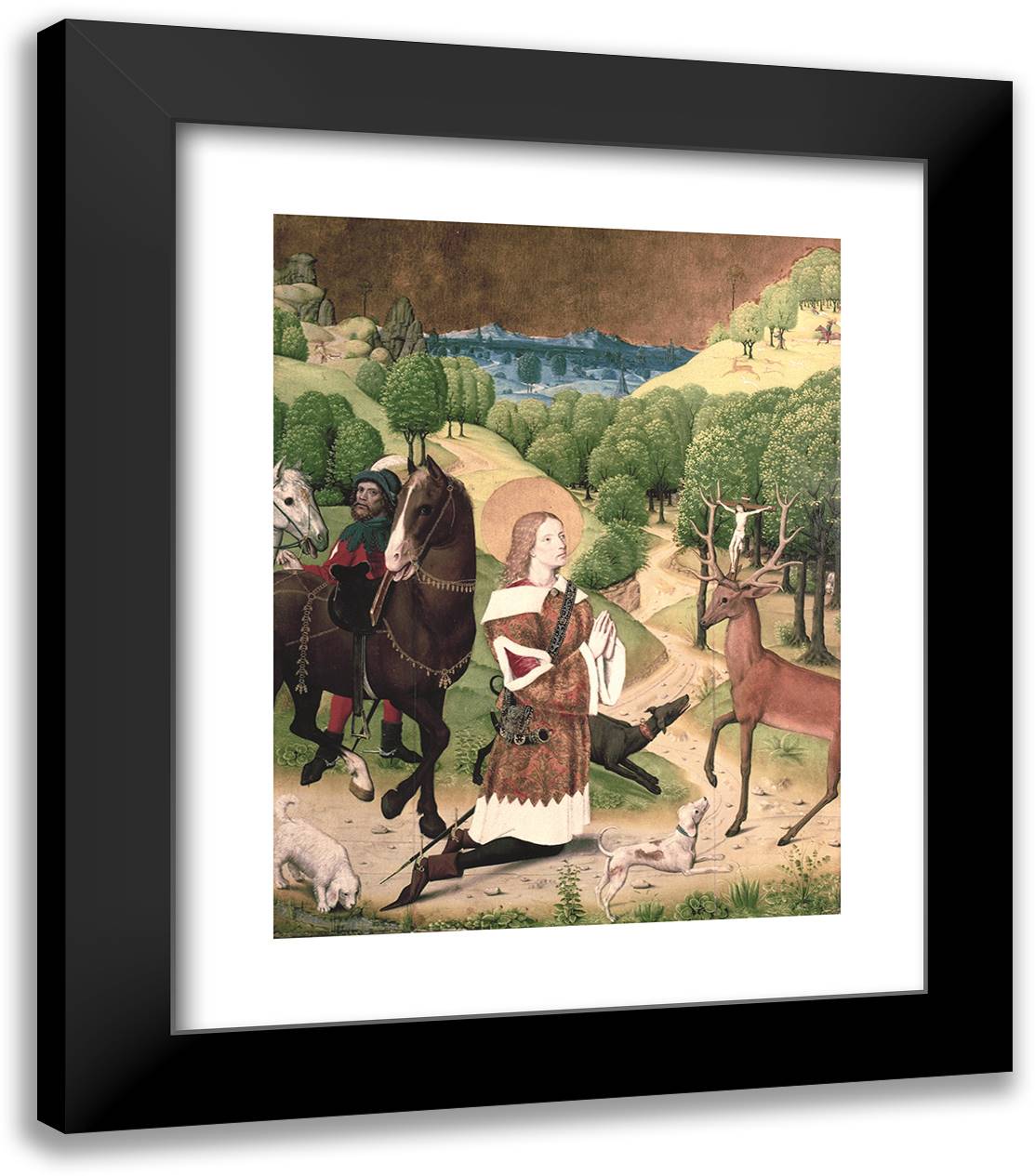 Conversion of St. Hubert 19x24 Black Modern Wood Framed Art Print Poster by Master of werden
