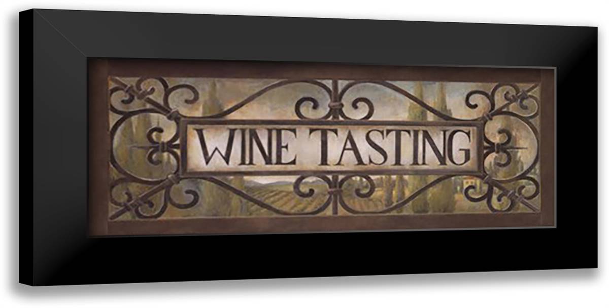 Wine Tasting 24x12 Black Modern Wood Framed Art Print Poster by Vollherbst-Lane, Elaine