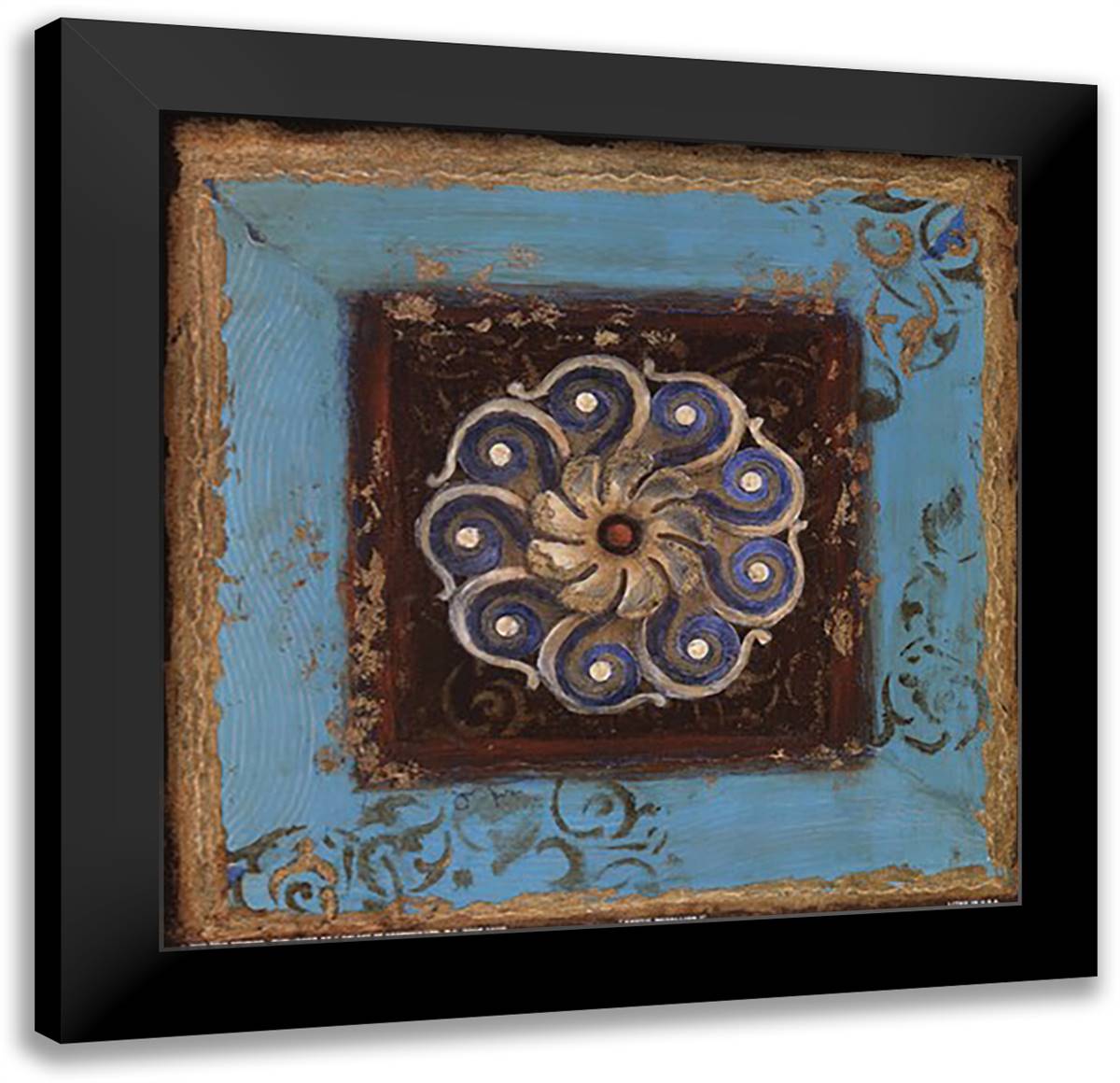 Exotic Medallion I 16x16 Black Modern Wood Framed Art Print Poster by Studios, Tava