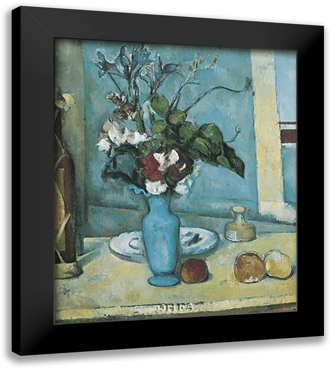 Blue Vase 13x15 Black Modern Wood Framed Art Print Poster by Cezanne, Paul