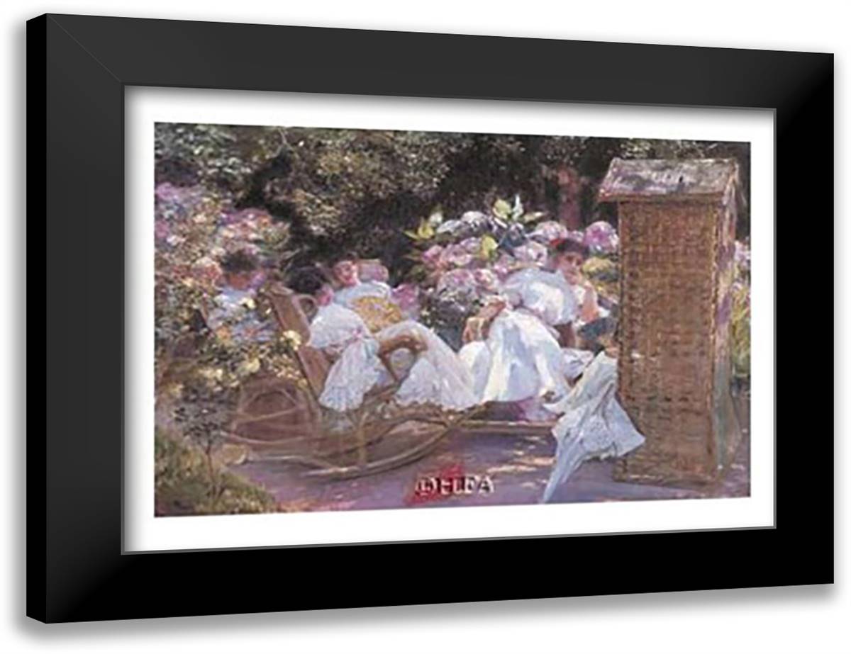A Summer Afternoon, Biarritz 15x12 Black Modern Wood Framed Art Print Poster by Cordero, J.