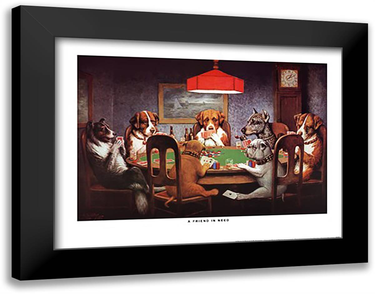 A Friend in Need 20x16 Black Modern Wood Framed Art Print Poster by Coolidge, Cassius Marcellus