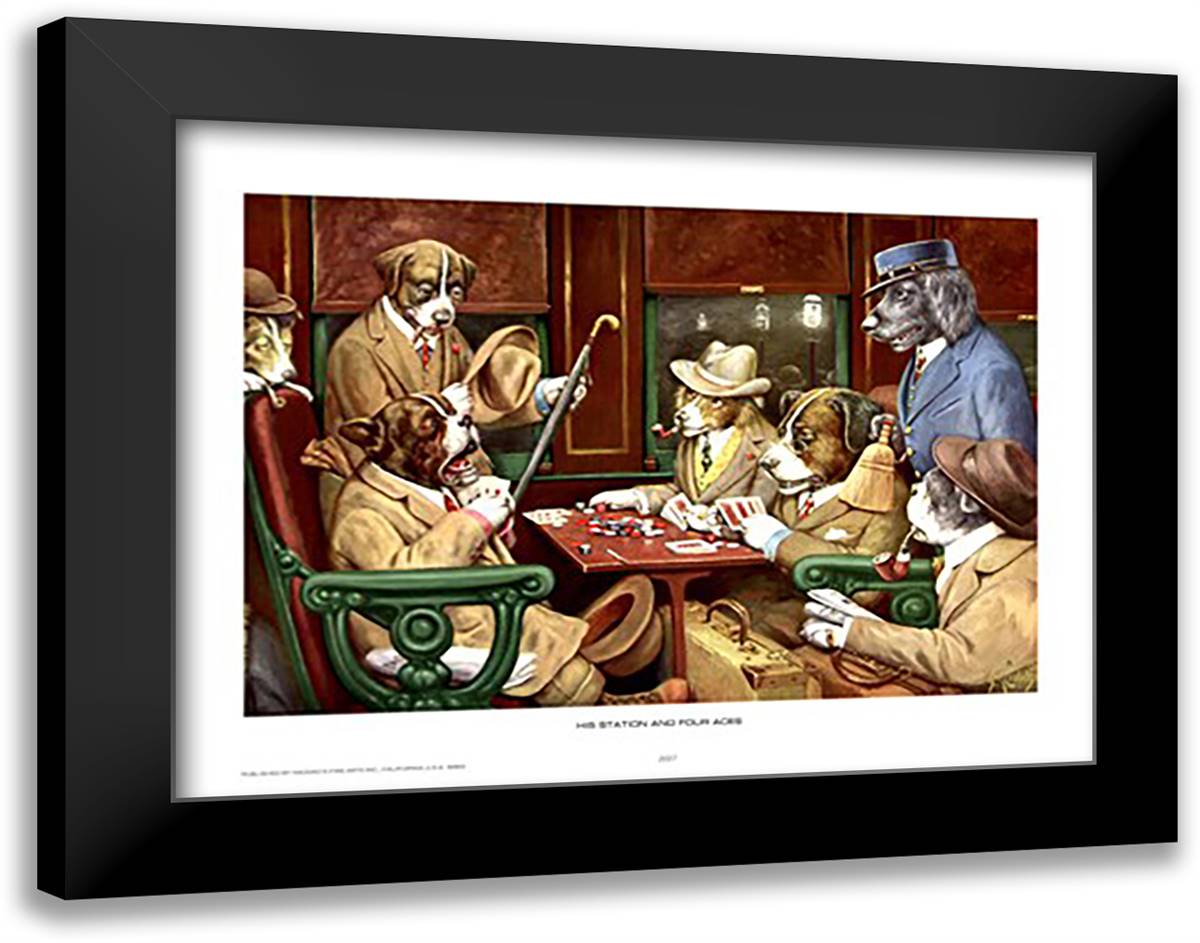 His Station And Four Aces 20x16 Black Modern Wood Framed Art Print Poster by Coolidge, Cassius Marcellus