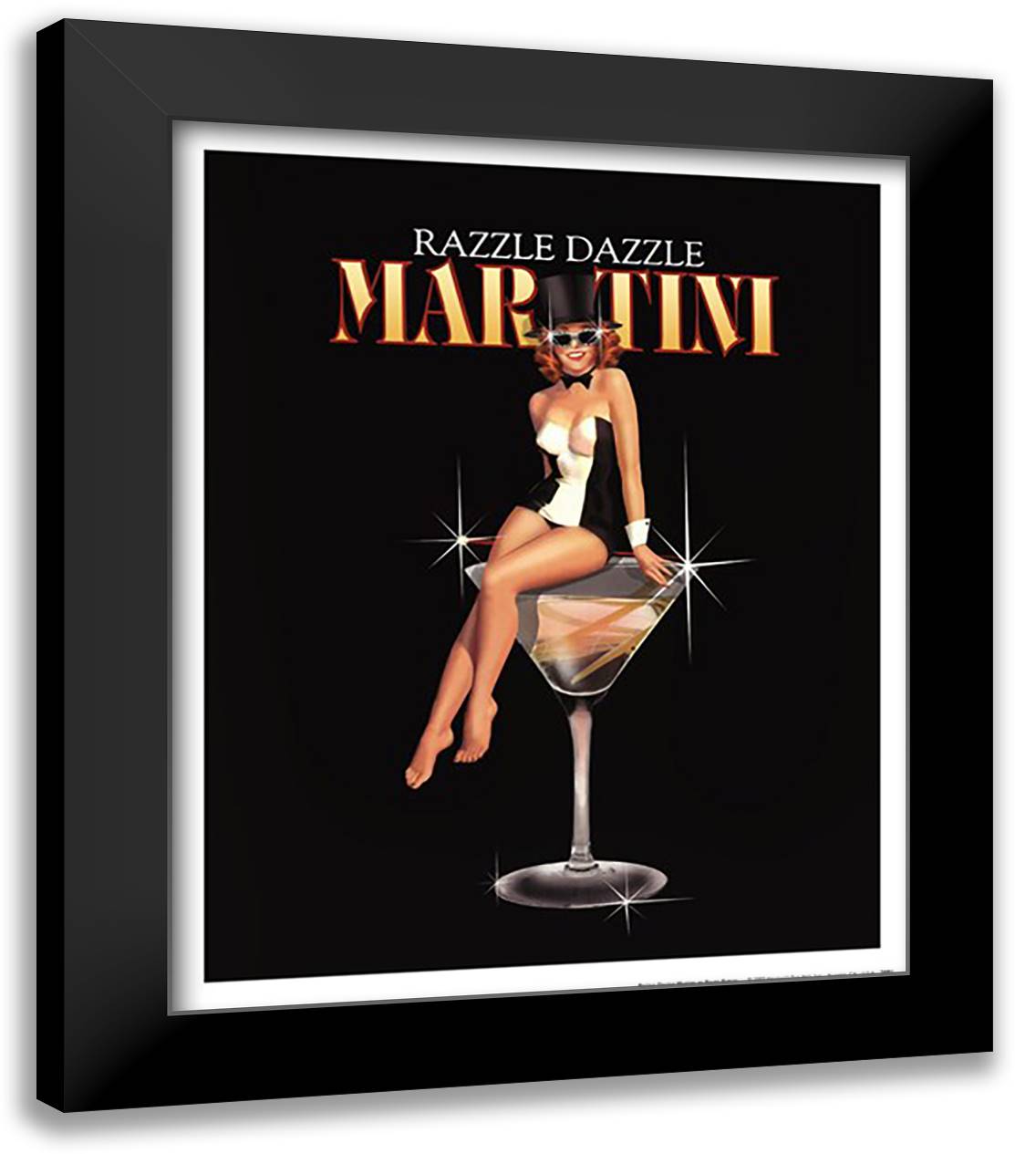 Razzle Dazzle Martini 16x19 Black Modern Wood Framed Art Print Poster by Burch, Ralph