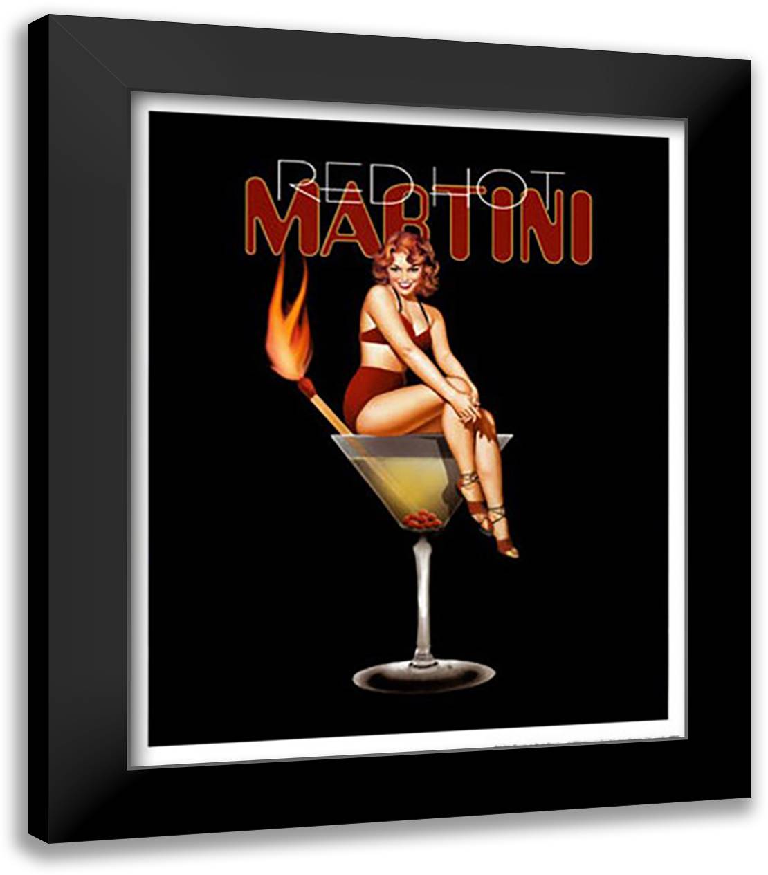Red Hot Martini 16x19 Black Modern Wood Framed Art Print Poster by Burch, Ralph