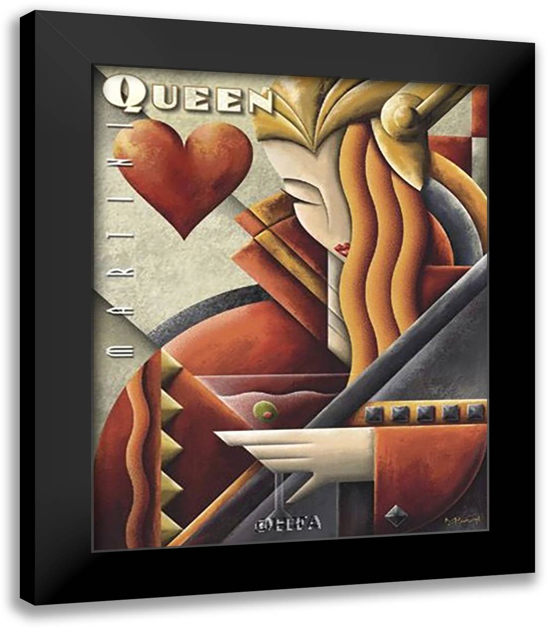 Martini Queen 16x19 Black Modern Wood Framed Art Print Poster by Kungl, Michael