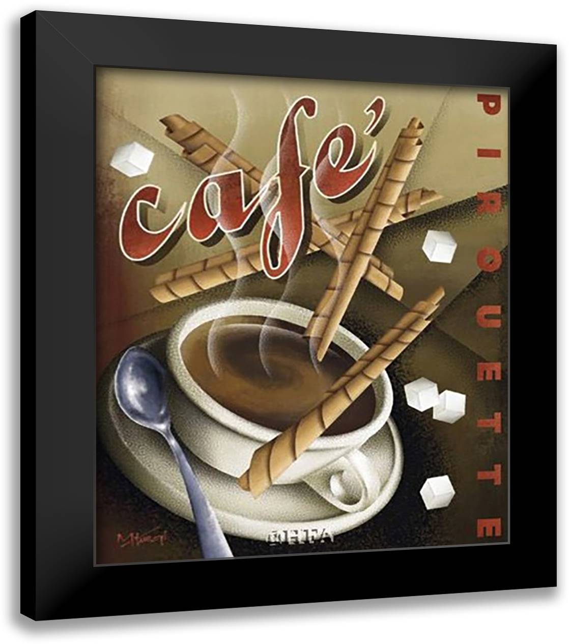 Cafe Pirouette 16x19 Black Modern Wood Framed Art Print Poster by Kungl, Michael