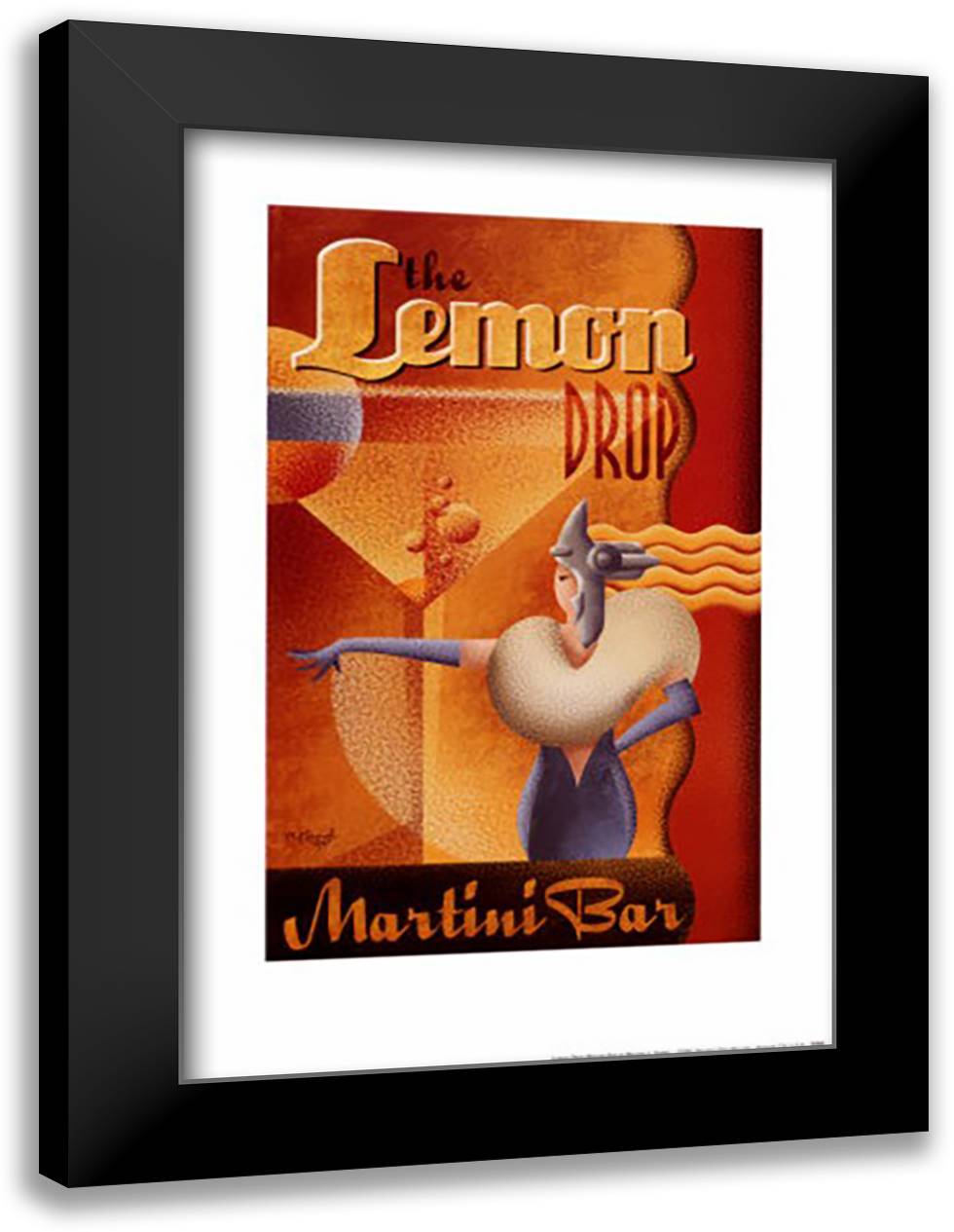 Lemon Drop Martini Bar 15x20 Black Modern Wood Framed Art Print Poster by Kungl, Michael