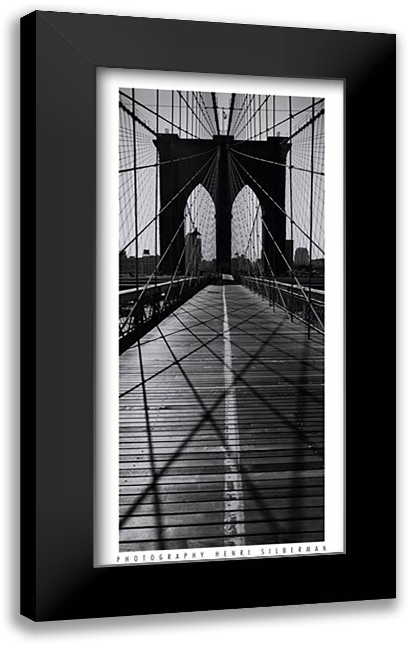 Across the Brooklyn Bridge 13x24 Black Modern Wood Framed Art Print Poster by Silberman, Henri
