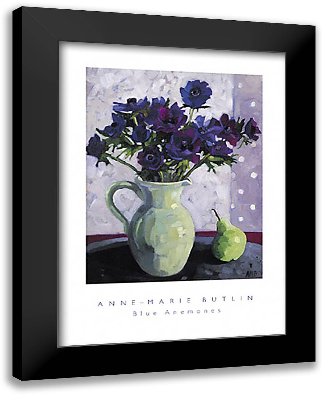 Marie Butlin - Blue Anemones 24x32 Black Modern Wood Framed Art Print Poster by Butlin, Anne-Marie