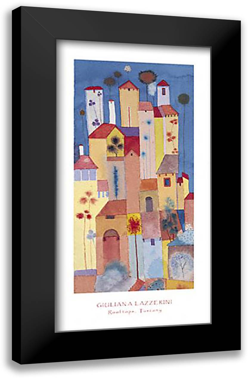 Rooftops, Tuscany 22x40 Black Modern Wood Framed Art Print Poster by Lazzerini, Giuliana