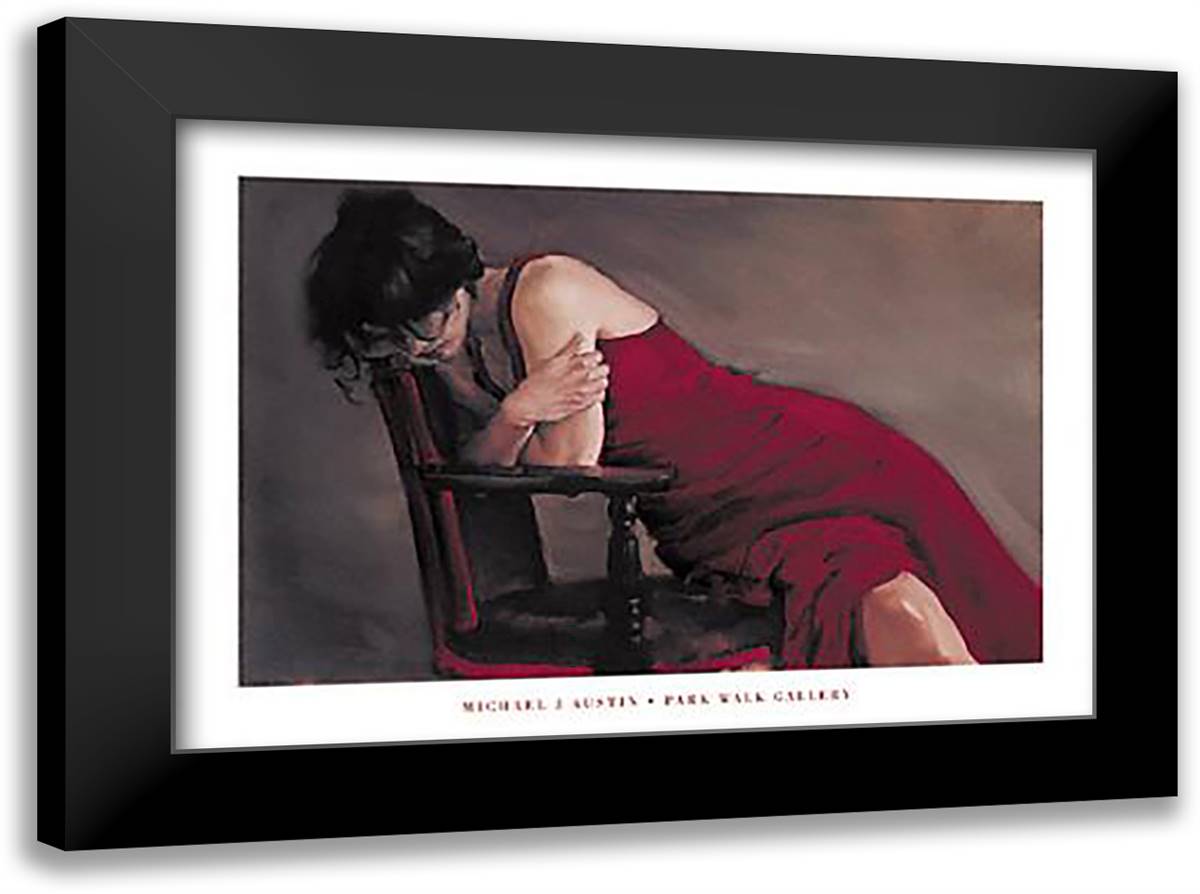 Red Dress 40x28 Black Modern Wood Framed Art Print Poster by Austin, Michael
