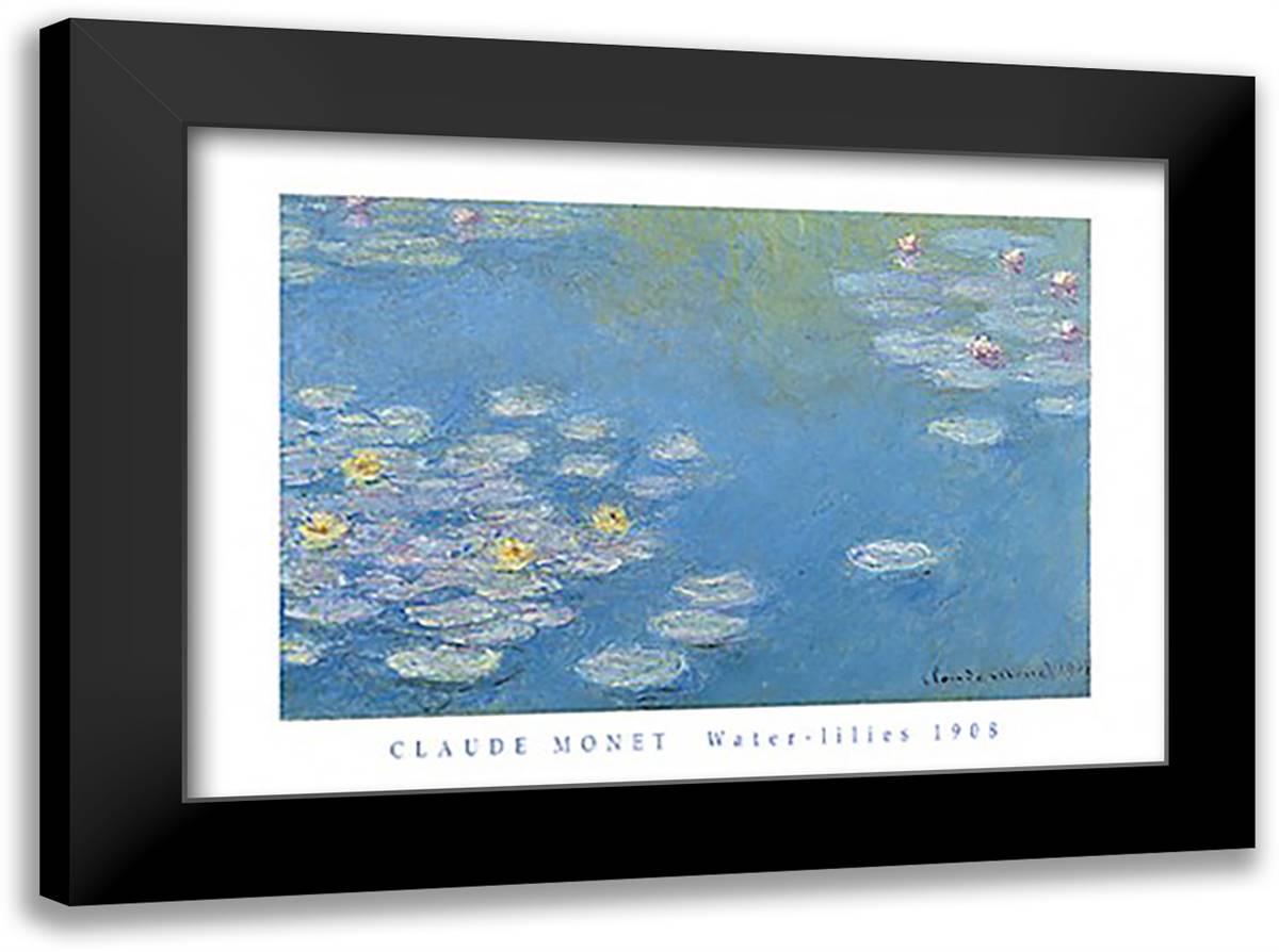 Water-lilies 1908 40x28 Black Modern Wood Framed Art Print Poster by Monet, Claude