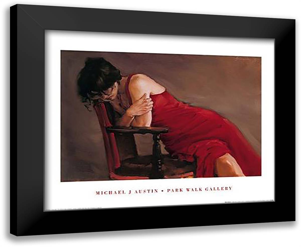 Red Dress 24x20 Black Modern Wood Framed Art Print Poster by Austin, Michael