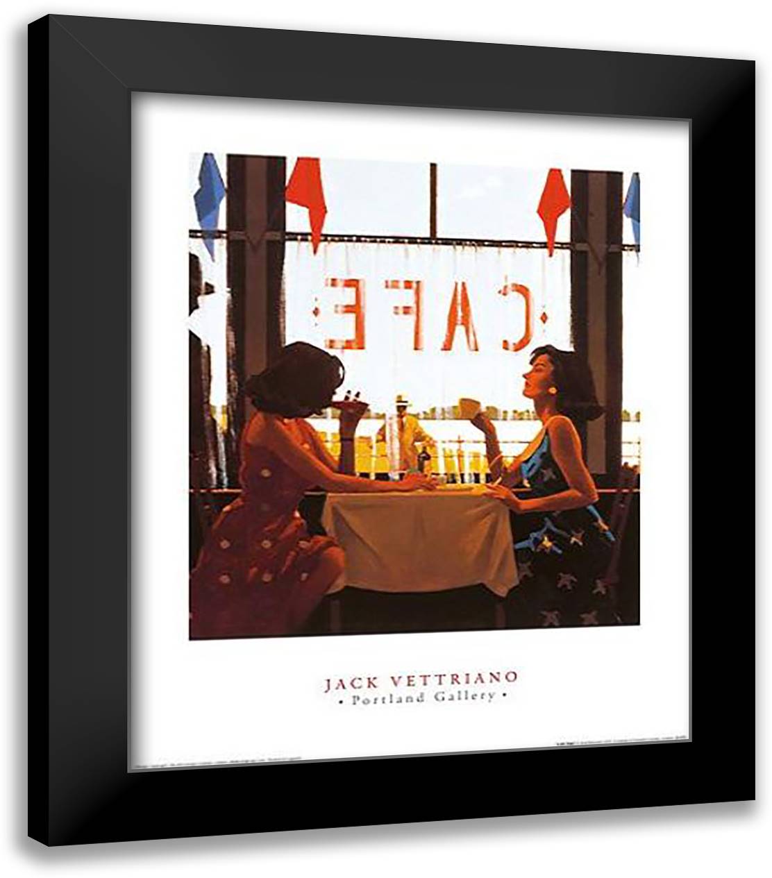 Caf Days 20x24 Black Modern Wood Framed Art Print Poster by Vettriano, Jack