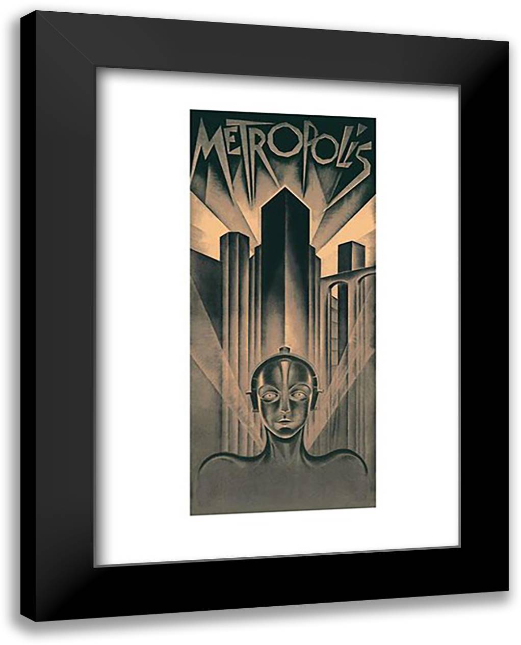 Metropolis 28x40 Black Modern Wood Framed Art Print Poster