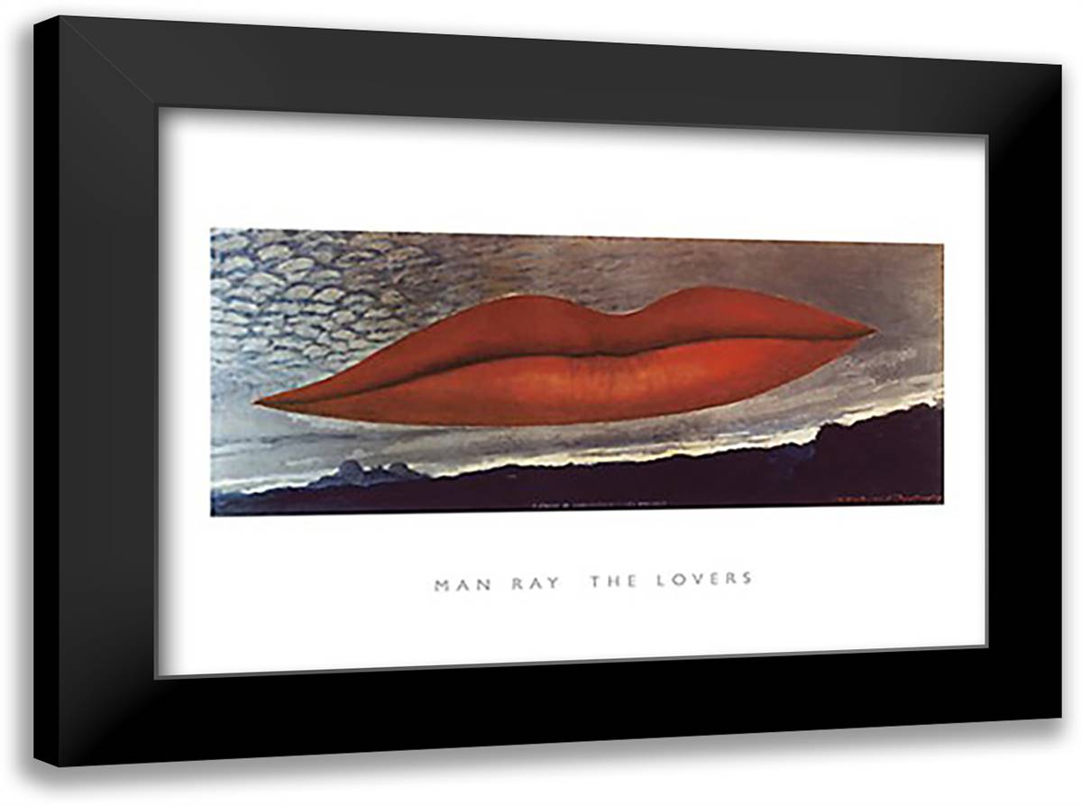 The Lovers 40x28 Black Modern Wood Framed Art Print Poster by Man Ray