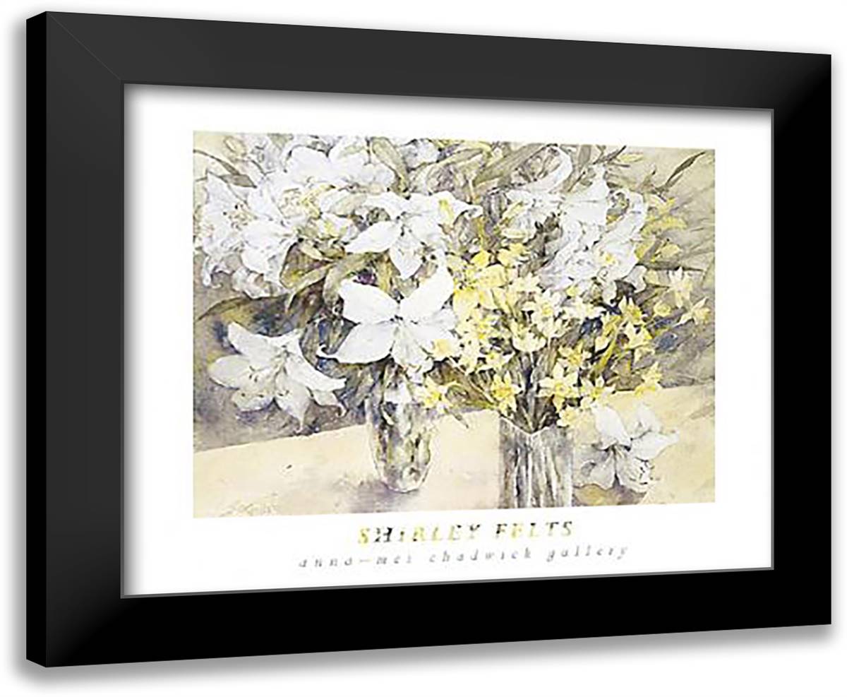 Lilies & Daffodils 24x20 Black Modern Wood Framed Art Print Poster by Felts, Shirley