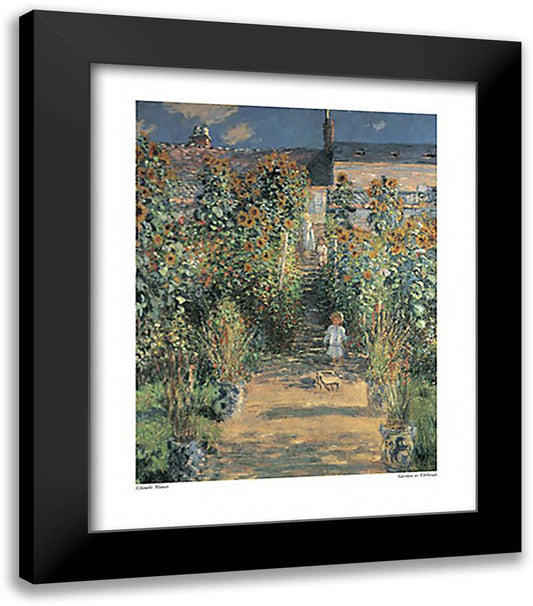 The Artist's Garden at Vetheuil 16x20 Black Modern Wood Framed Art Print Poster by Monet, Claude