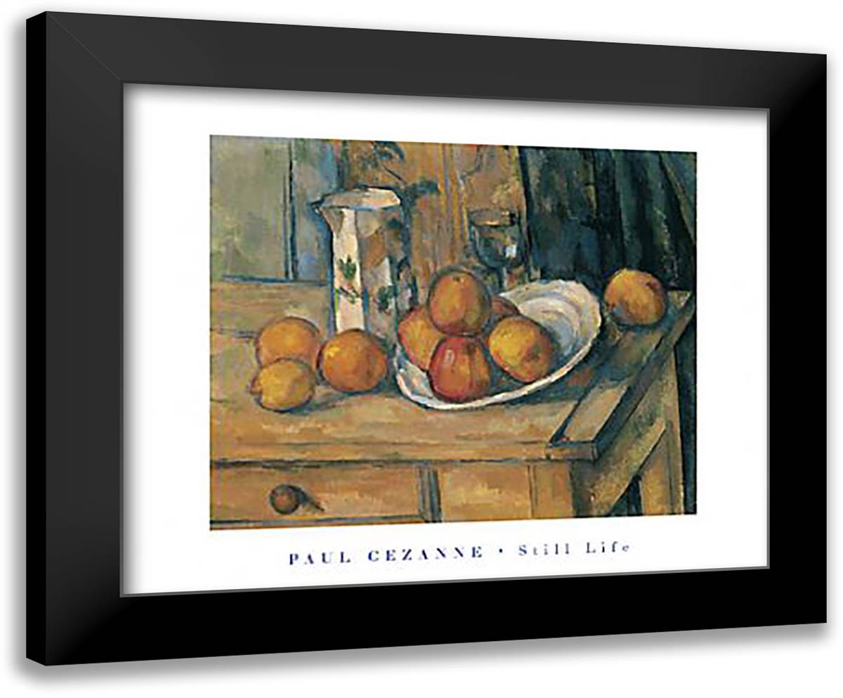 Still Life 24x20 Black Modern Wood Framed Art Print Poster by Cezanne, Paul