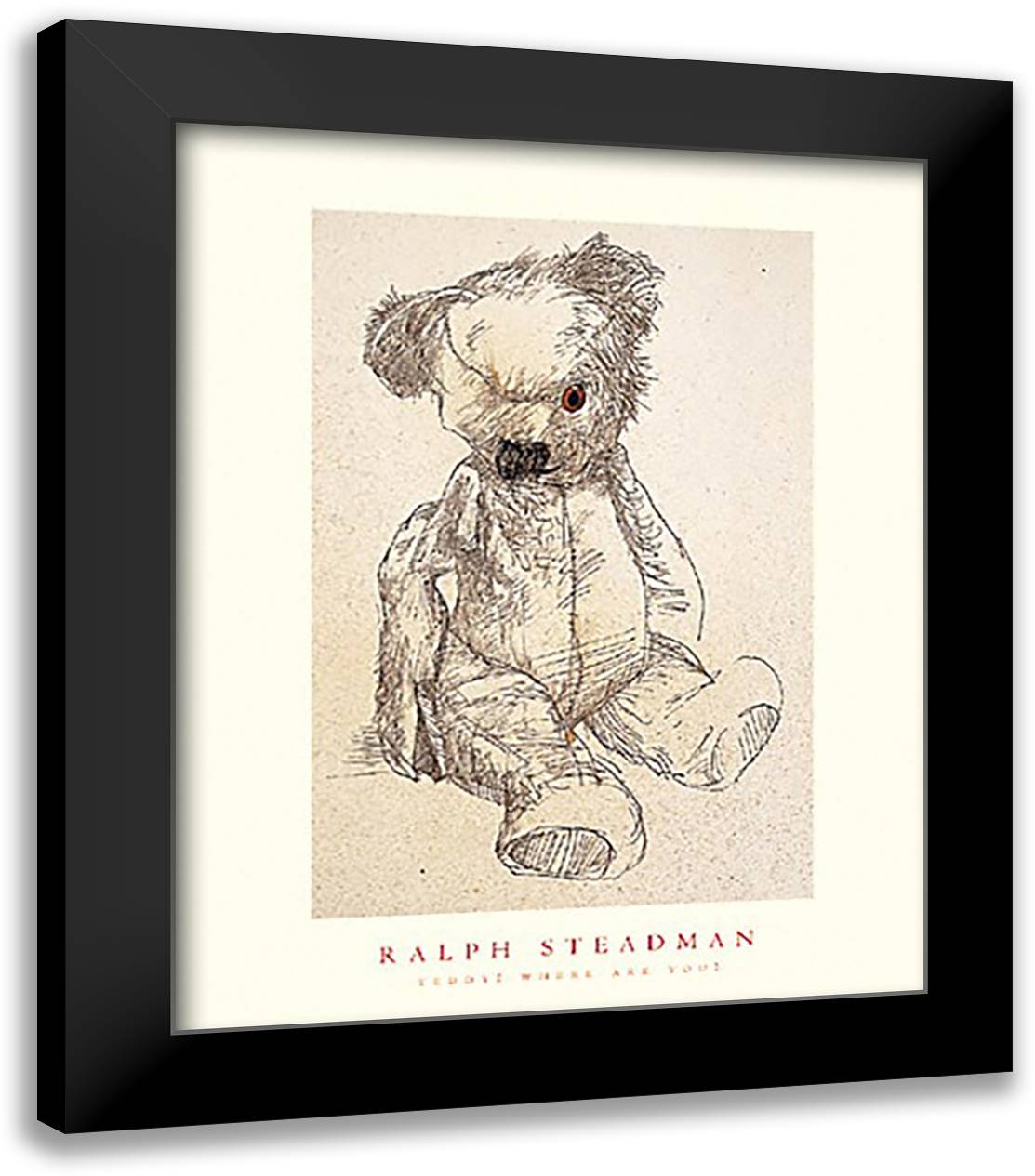 Teddy 14x16 Black Modern Wood Framed Art Print Poster by Steadman, Ralph