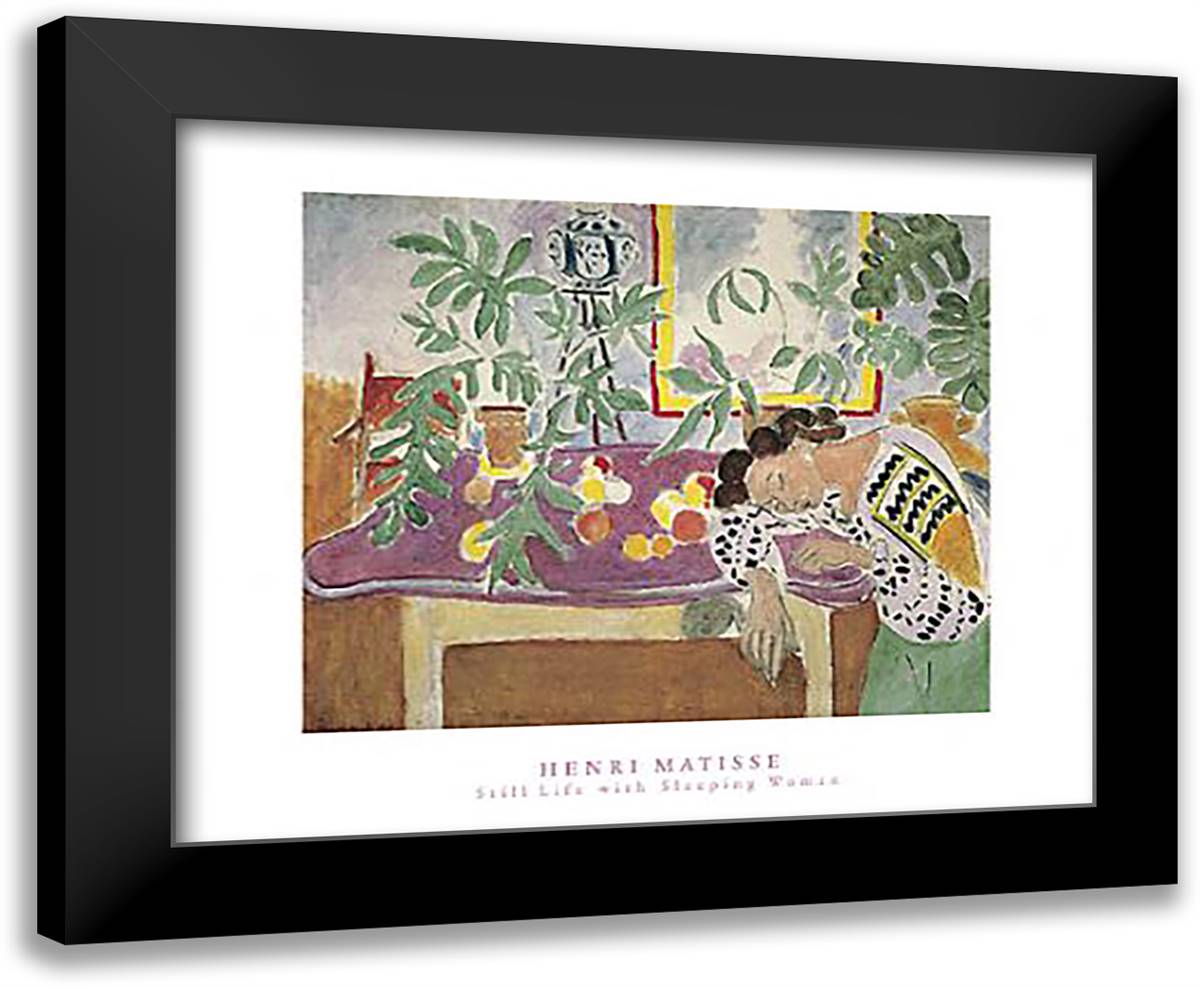 Still Life with Sleeping Woman 24x20 Black Modern Wood Framed Art Print Poster by Matisse, Henri