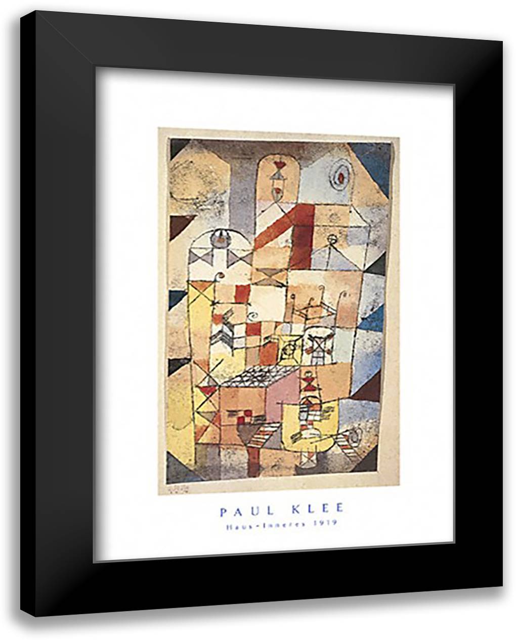 Haus Inneres 1919 28x40 Black Modern Wood Framed Art Print Poster by Klee, Paul