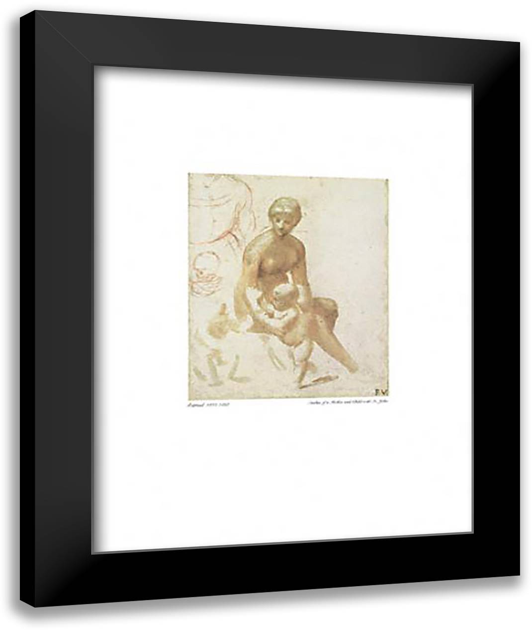 Studies for Virgin and Child 16x20 Black Modern Wood Framed Art Print Poster by Raphael