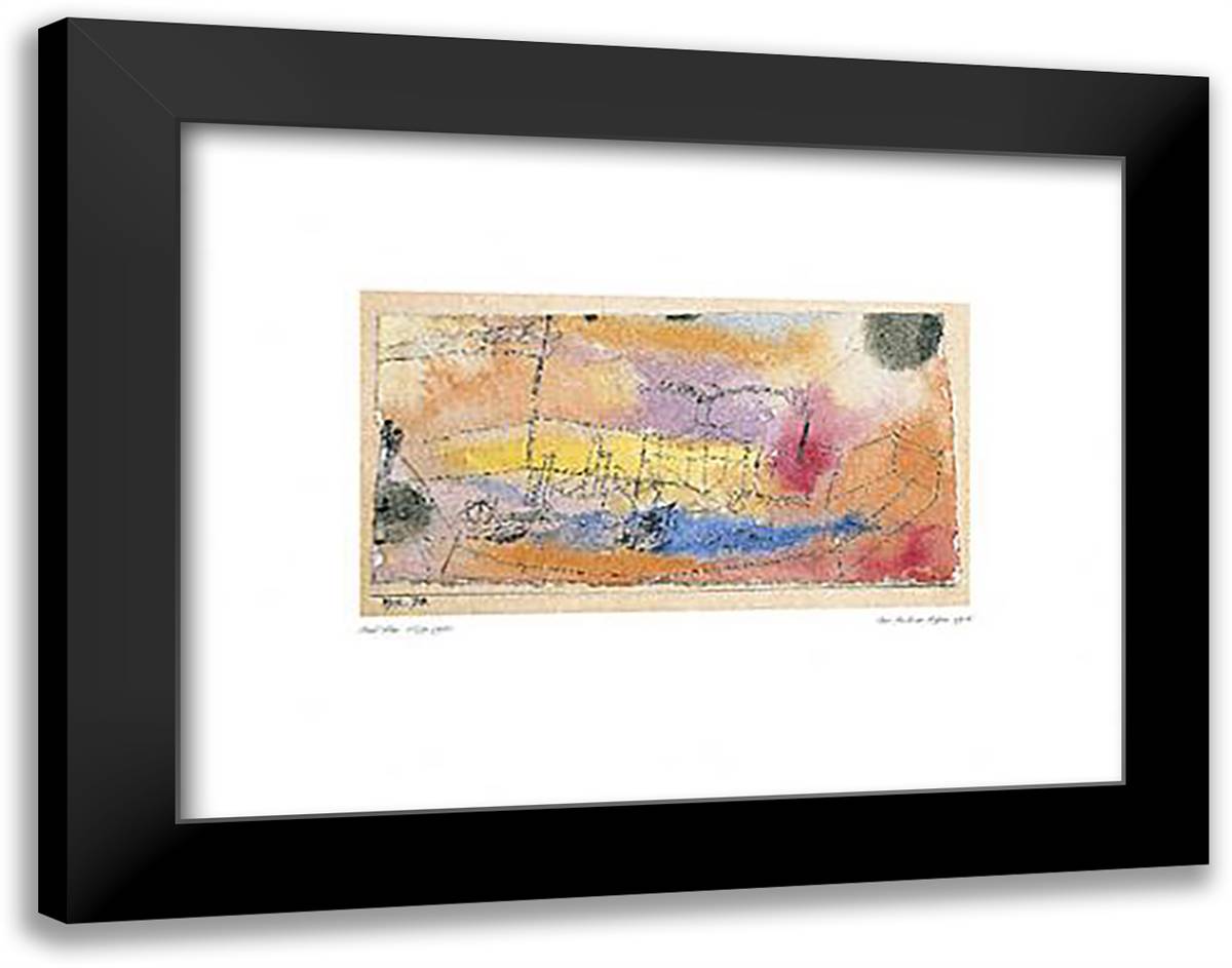 Der Fisch im Hafen 20x16 Black Modern Wood Framed Art Print Poster by Klee, Paul
