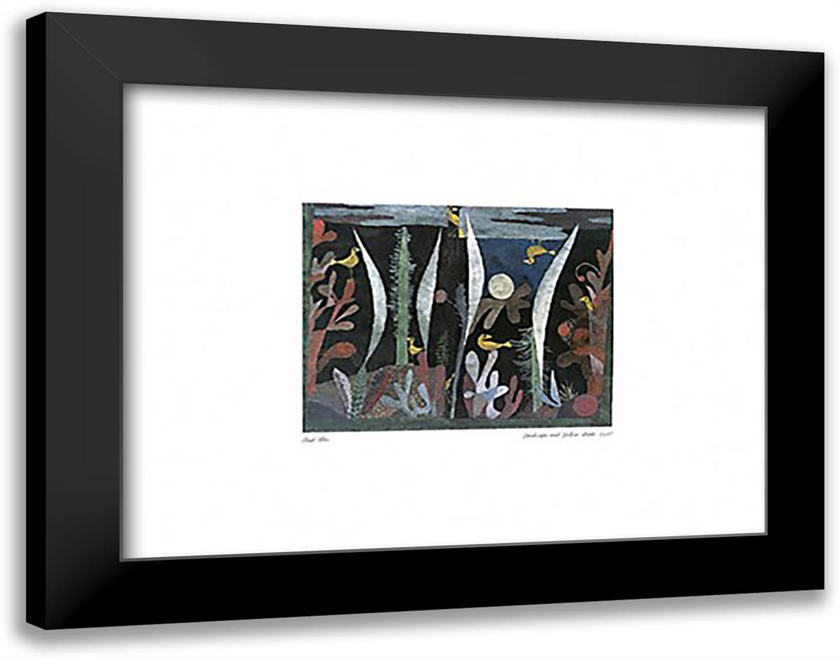 Landscape with Yellow Birds 20x16 Black Modern Wood Framed Art Print Poster by Klee, Paul