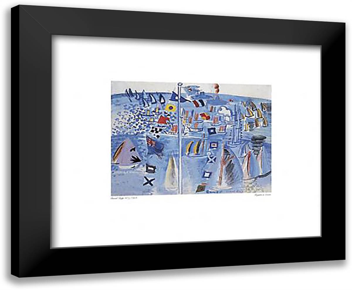 Regates a Cowes 24x20 Black Modern Wood Framed Art Print Poster by Dufy, Raoul