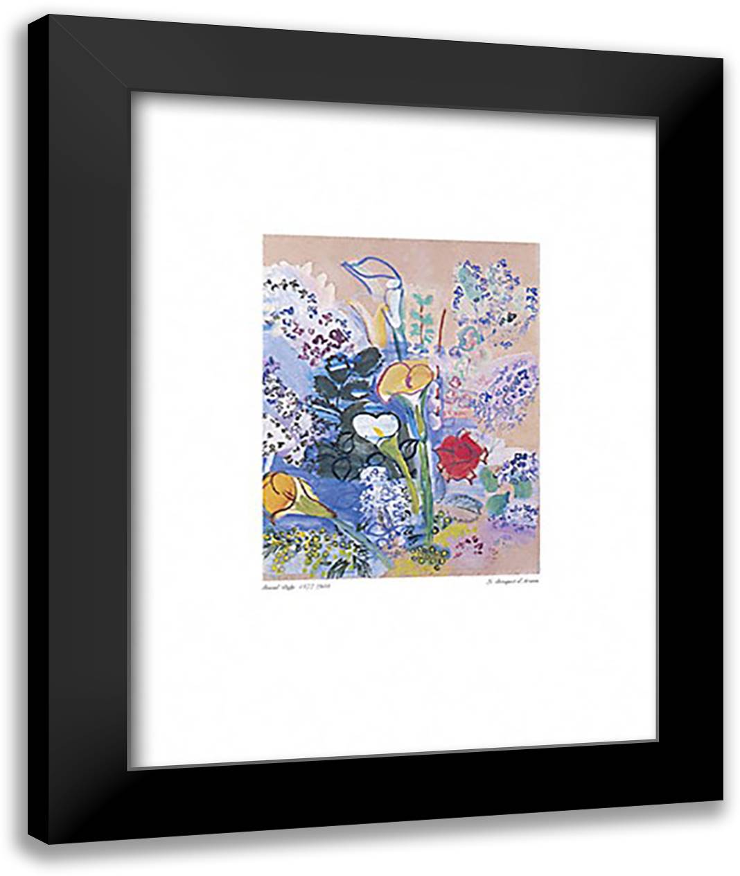 Le Bouquet d'Arums 16x20 Black Modern Wood Framed Art Print Poster by Dufy, Raoul