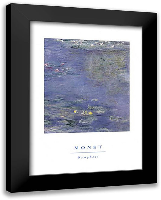 Nympheas Bleus 28x40 Black Modern Wood Framed Art Print Poster by Monet, Claude