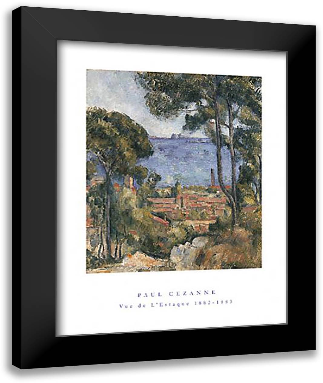 Vue de LEstaque 28x36 Black Modern Wood Framed Art Print Poster by Cezanne, Paul