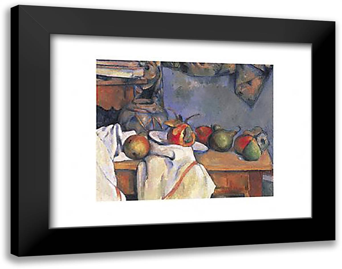 Pomegranates and Pears 20x16 Black Modern Wood Framed Art Print Poster by Cezanne, Paul
