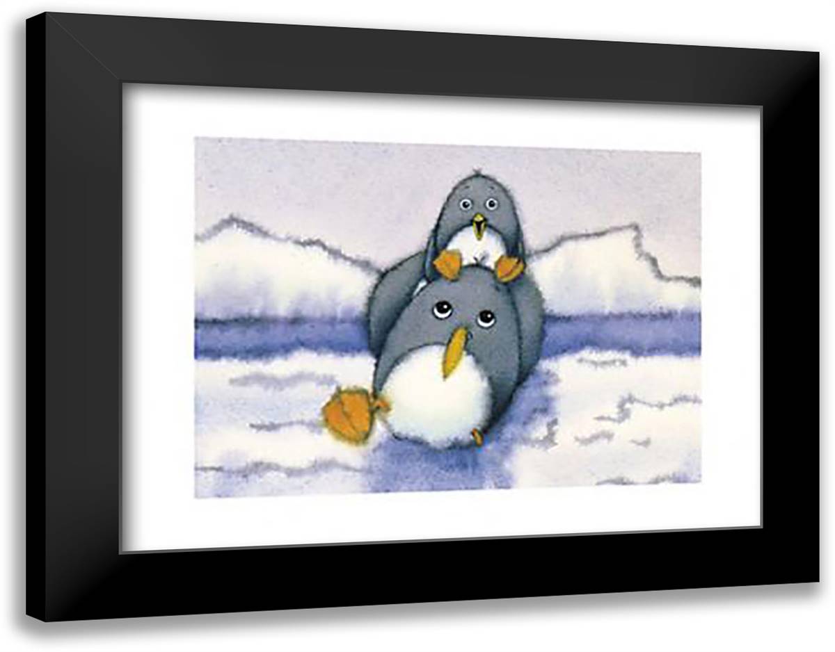 Penguin Pete and Tim 20x16 Black Modern Wood Framed Art Print Poster by Pfister, Marcus