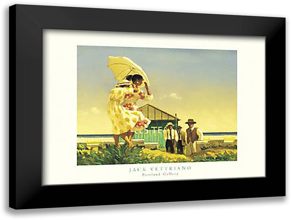 A Very Dangerous Beach 32x24 Black Modern Wood Framed Art Print Poster by Vettriano, Jack