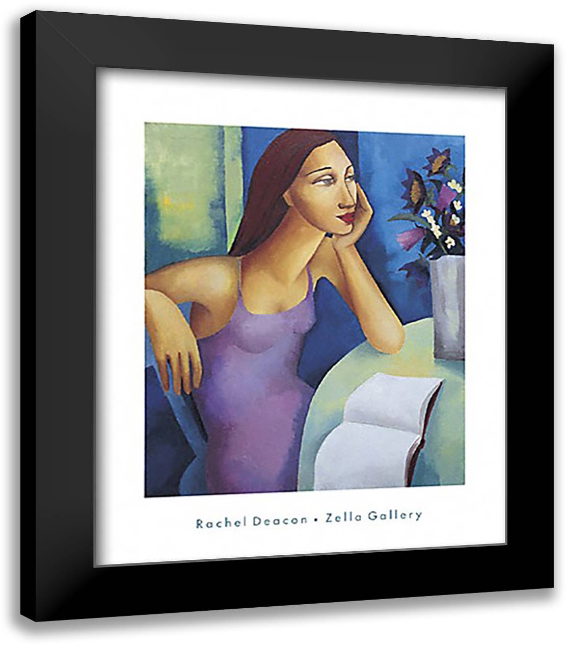 Woman with Flowers 20x24 Black Modern Wood Framed Art Print Poster by Deacon, Rachel
