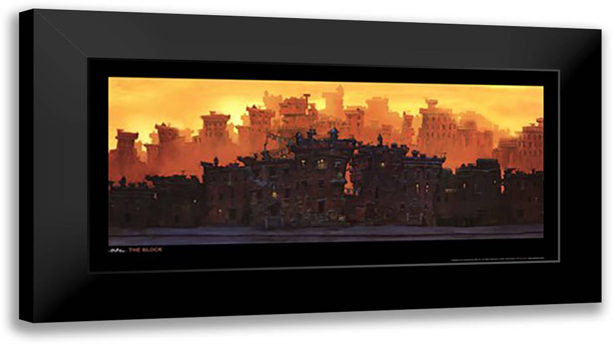 The Block 36x19 Black Modern Wood Framed Art Print Poster by Bua, Justin