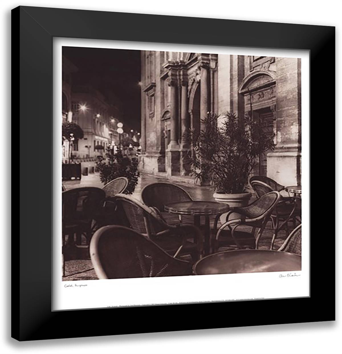 Cafe Avignon 17x18 Black Modern Wood Framed Art Print Poster by Blaustein, Alan