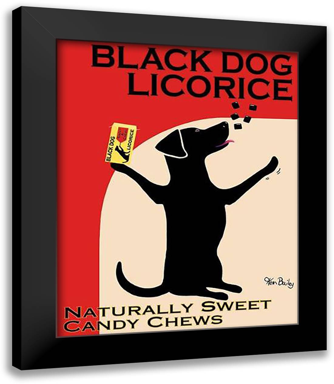 Black Dog Licorice 26x32 Black Modern Wood Framed Art Print Poster by Bailey, Ken