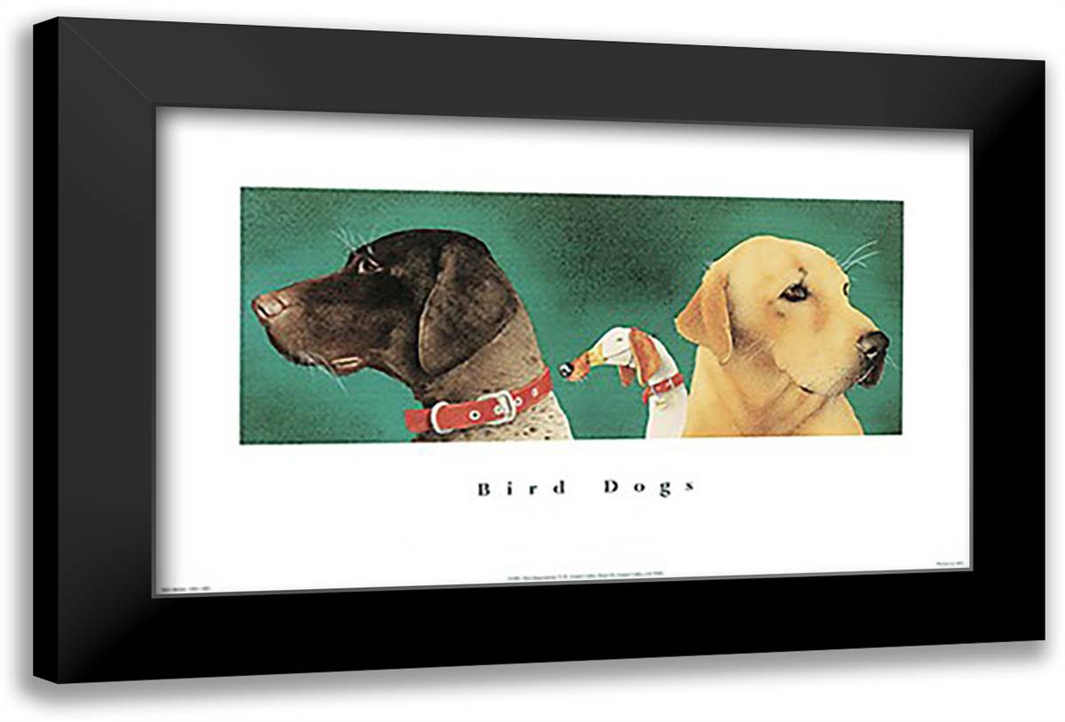 Bird Dogs 22x15 Black Modern Wood Framed Art Print Poster by Bullas, Will