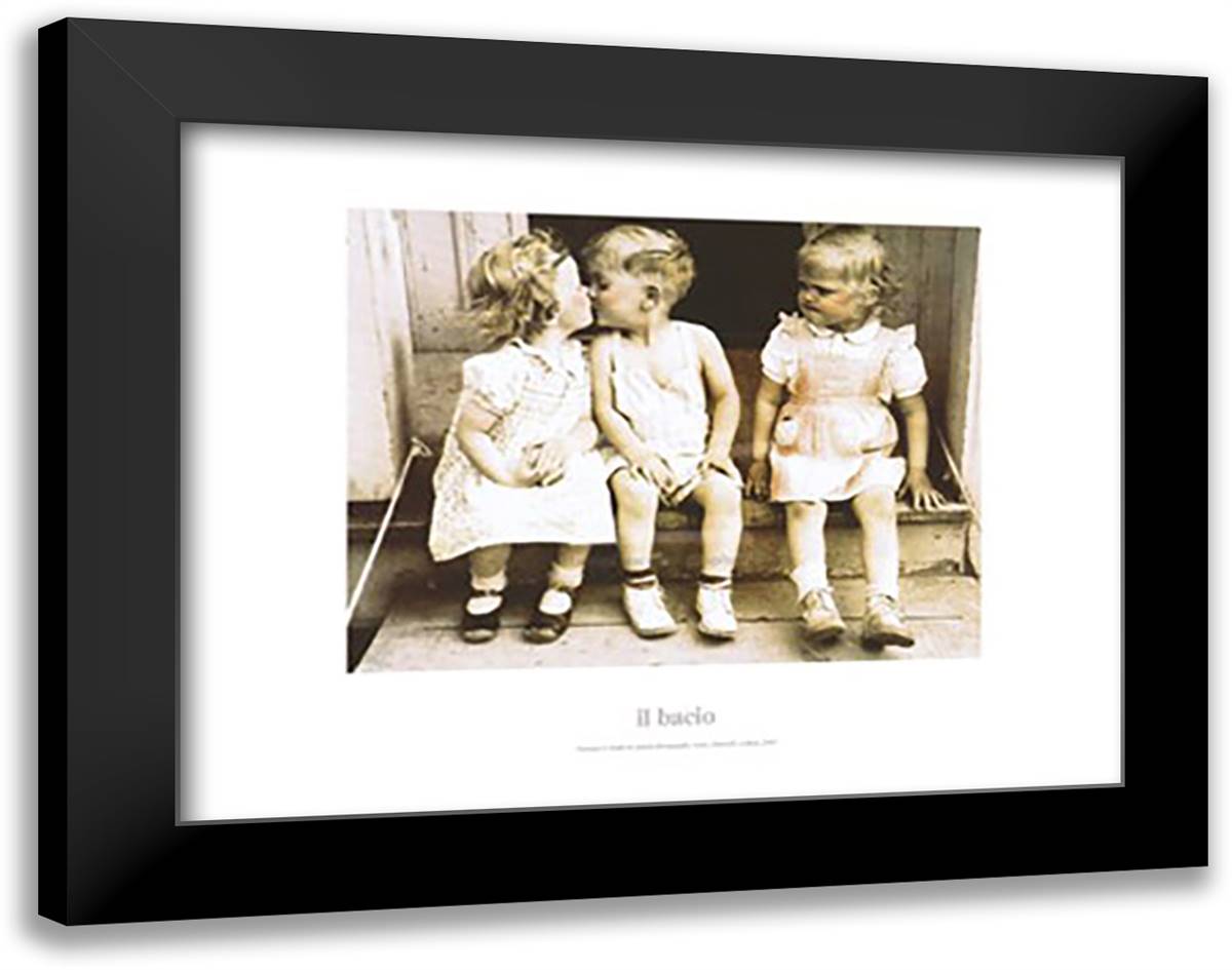 Il Bacio 28x22 Black Modern Wood Framed Art Print Poster