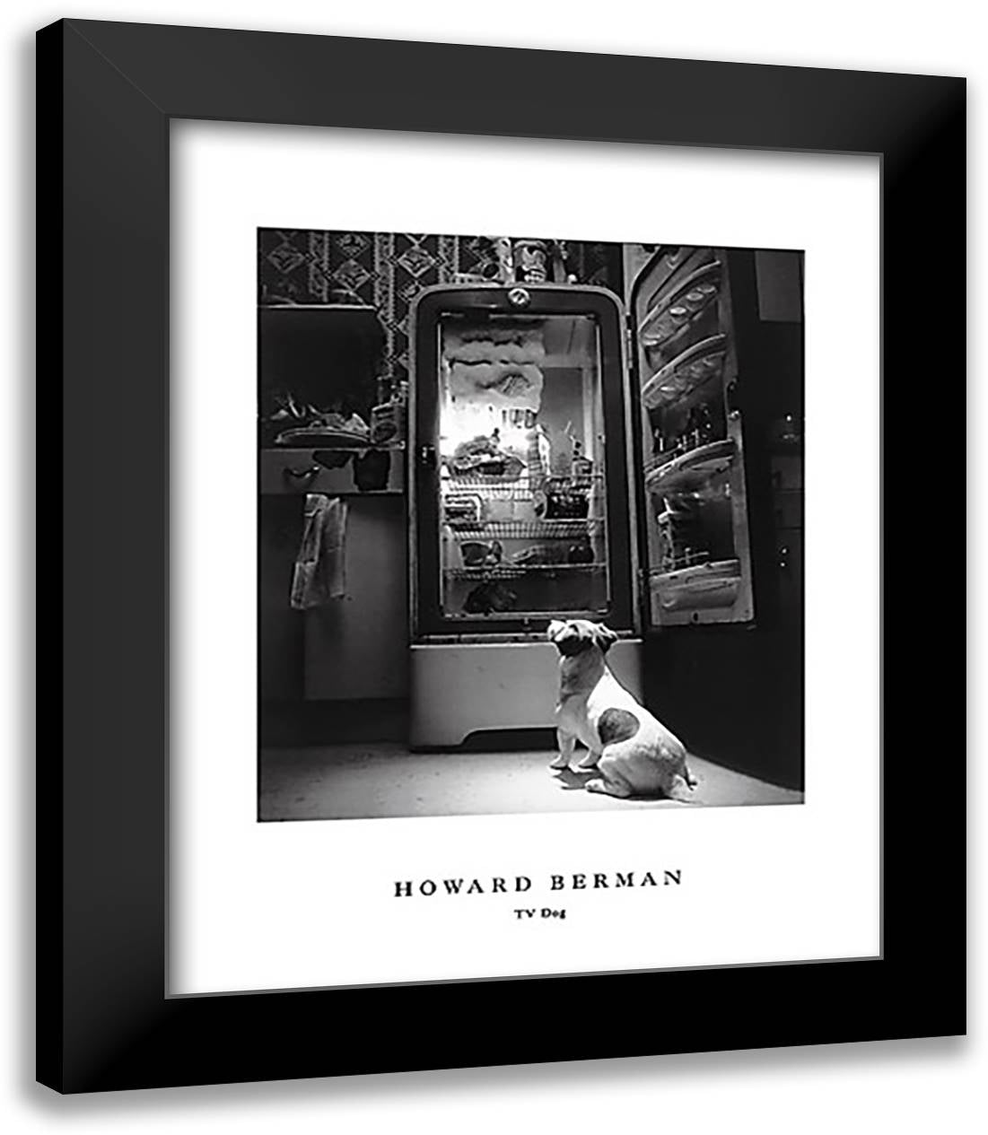 TV Dog 26x32 Black Modern Wood Framed Art Print Poster by Berman, Howard