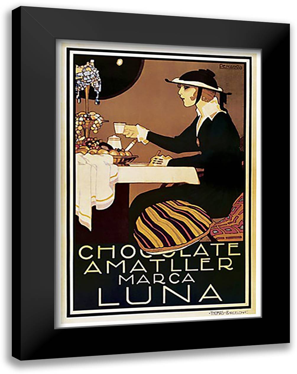 Luna 28x40 Black Modern Wood Framed Art Print Poster by Cassayas, Rita