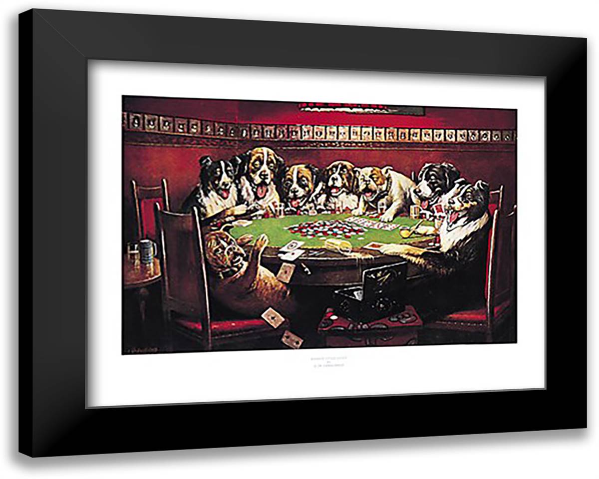 Poker Sympathy 29x23 Black Modern Wood Framed Art Print Poster by Coolidge, Cassius Marcellus
