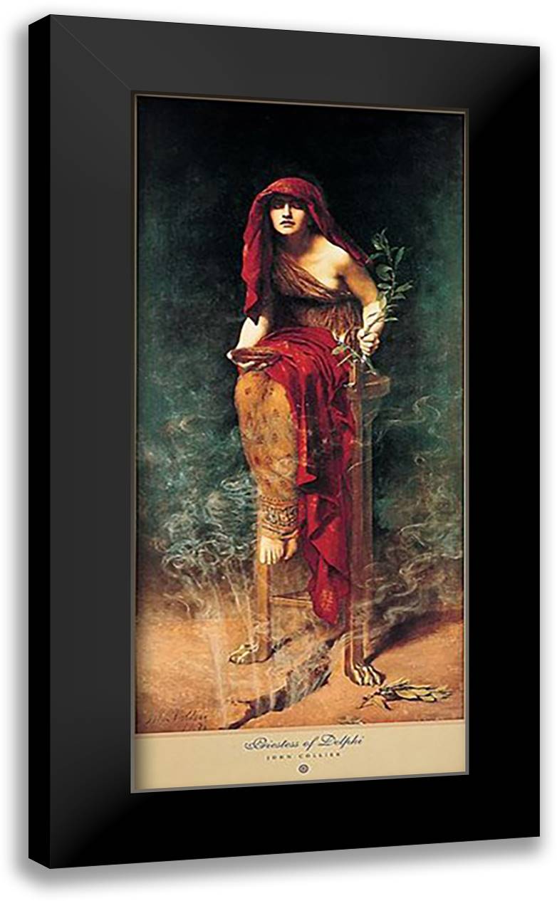 Priestess Of Delphi 20x40 Black Modern Wood Framed Art Print Poster by Collier, John